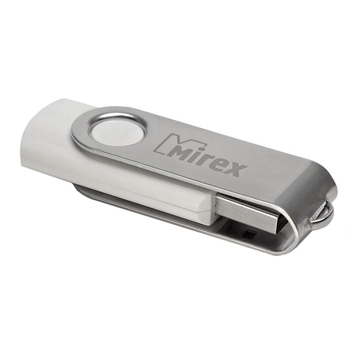 Mirex Флешка Mirex SWIVEL WHITE, 16 Гб, USB2.0, чт до 25 Мб/с, зап до 15 Мб/с, белая