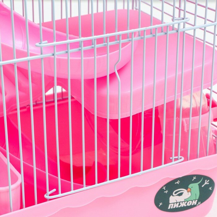 Пижон Клетка для мелких грызунов "Пижон", с наполнением, 23 х 17 х 45 см, розовая - фотография № 7