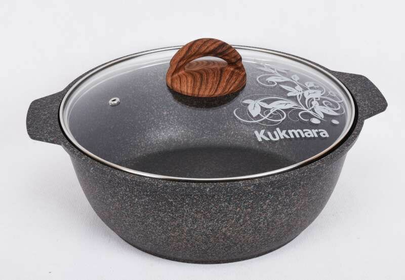 Кастрюля-жаровня KUKMARA 4л. Granit Ultra со стеклянной крышкой АП original
