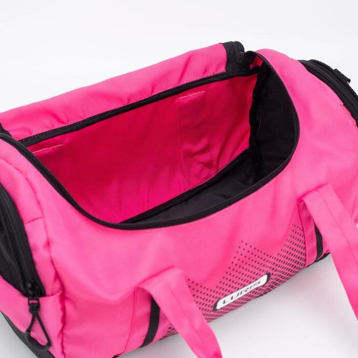 Сумка спортивная, отдел на молнии, 2 наружных кармана, длинный ремень, цвет розовый/чёрный - фотография № 4