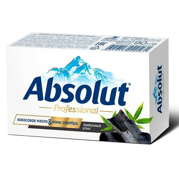 фото Крем-мыло туалетное Абсолют Professional "Бамбуковый уголь" антибактериальное 90 г