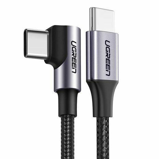 Кабель Ugreen US255 USB Type-C to Angled USB Type-C 60W (3 метра) чёрный (80714)