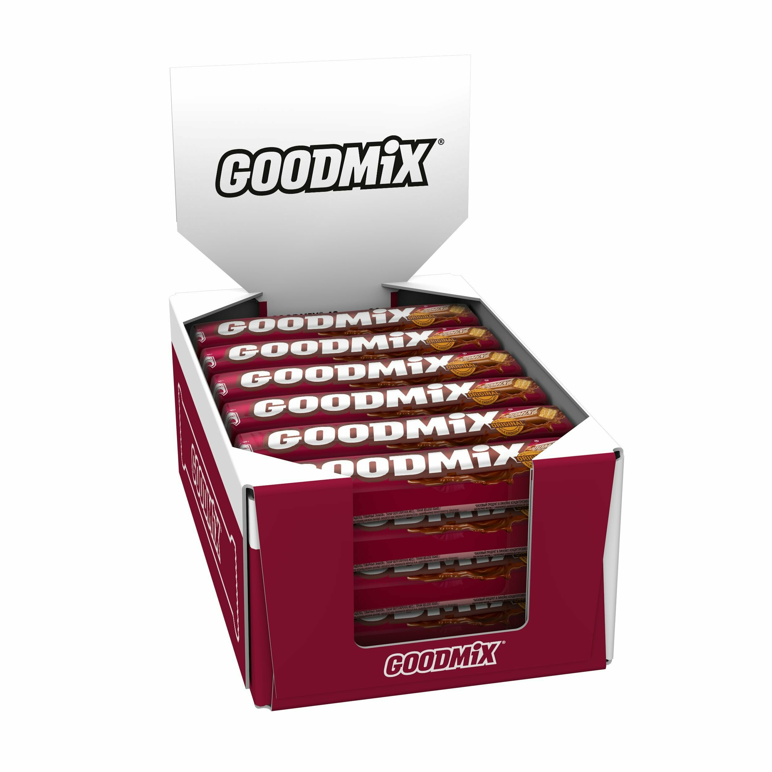 Шоколадный батончик, "Goodmix Original", в молочном шоколаде и с хрустящей вафлей, 29г 42 шт - фотография № 1