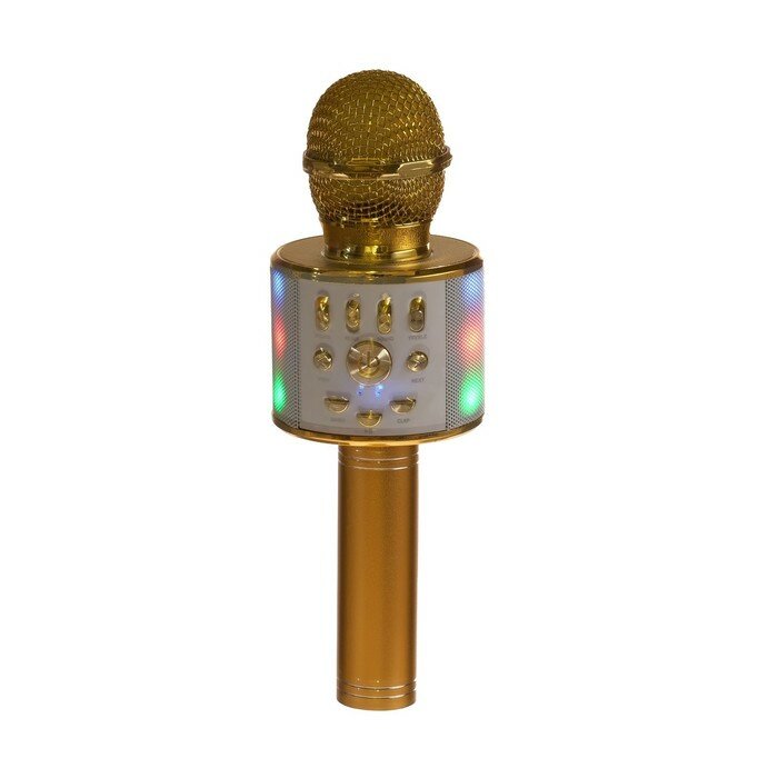 Luazon Home Микрофон для караоке LuazON LZZ-70, WS-868L, 5 Вт, 1800 мАч, корр голоса, подсветка, золотистый