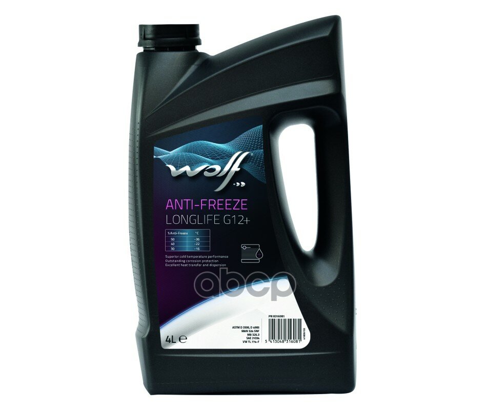 Антифриз Wolf Anti-Freeze Longlife G12+ 4л. (Концентрат) Wolf арт. 8316081