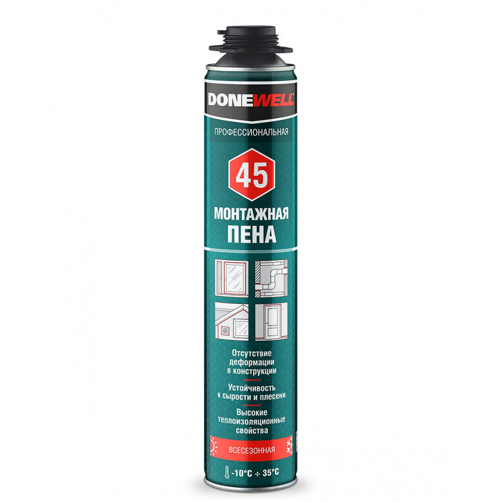 фото DONEWELL Пена полиуретановая монтажная профессиональная всесезонная45 DPP10U45