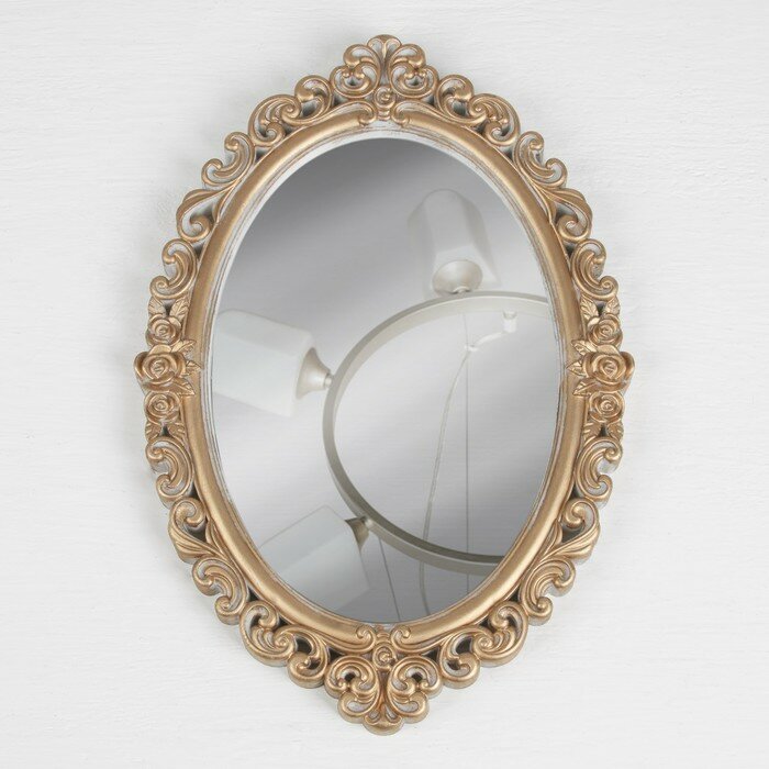 Зеркало настенное «Вензеля», зеркальная поверхность 16 × 23 см, цвет «белёное золото» - фотография № 1