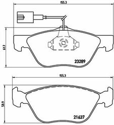 Колодки тормозные передние Fiat Marea Weekend/Multipla/Punto 93>12 Alfa Romeo 147/156/156 Sportwagon 92>10 BREMBO P23077