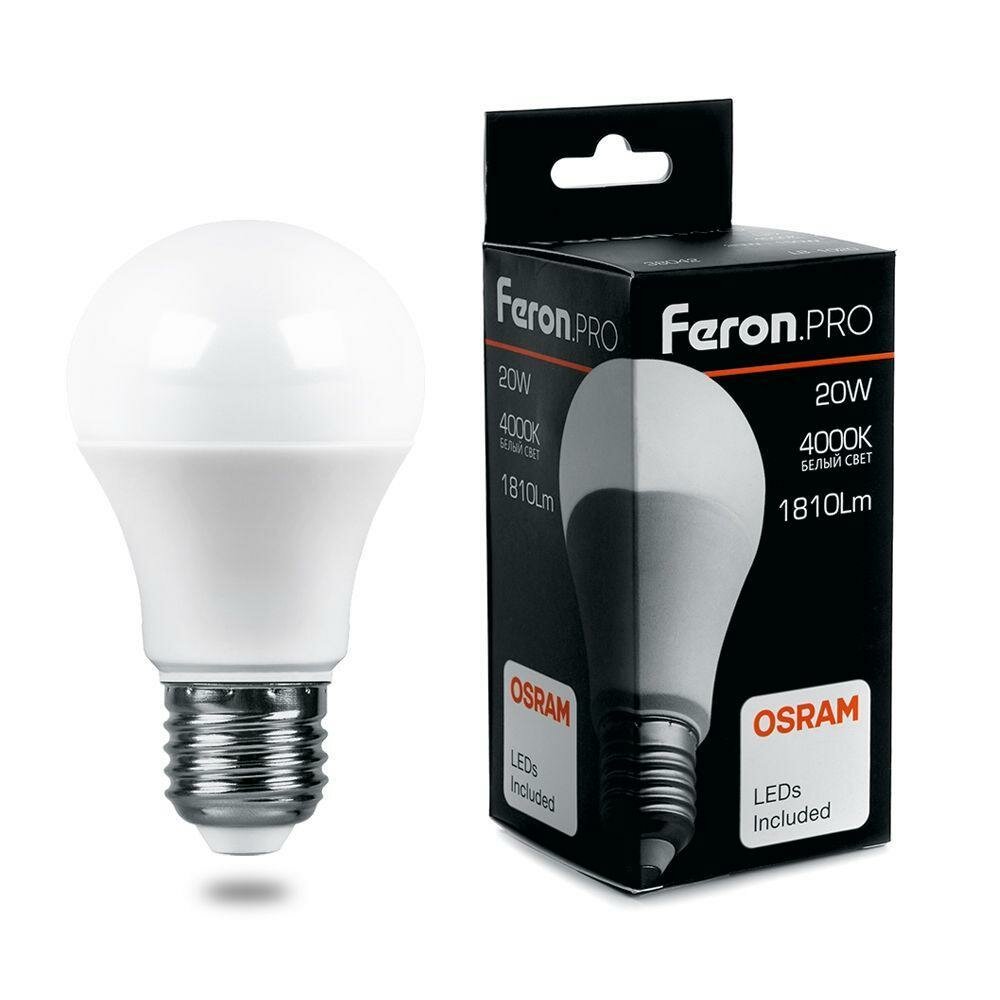 Feron Лампа светодиодная Feron E27 20W 4000K Матовая LB-1020 38042