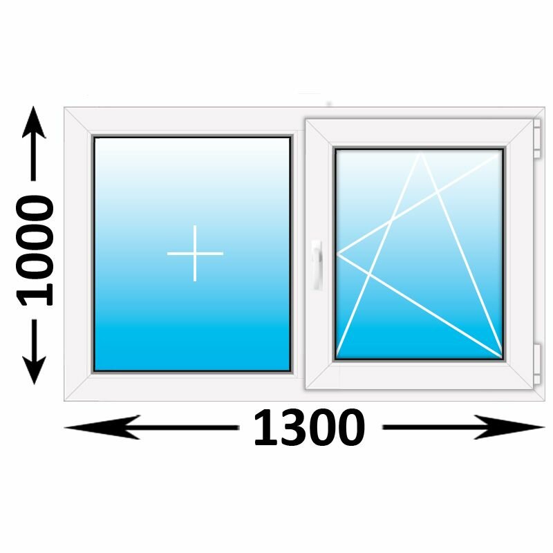 Пластиковое окно Veka WHS двухстворчатое 1300x1000 (ширина Х высота) (1300Х1000)