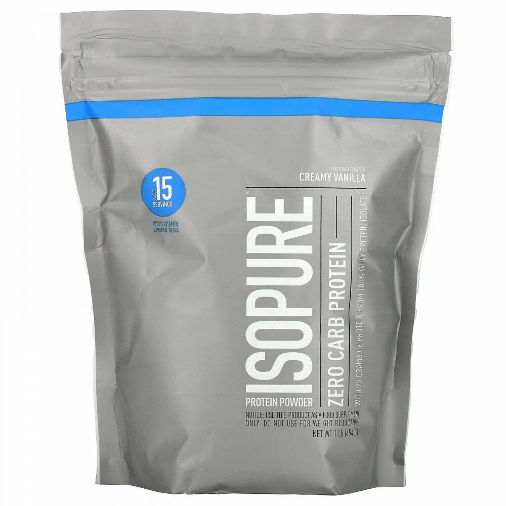 Isopure, Zero Carb, Protein Powder, Creamy Vanilla, 1 lb (454 g)