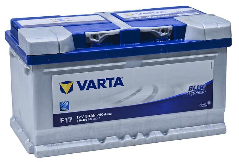 Аккумулятор автомобильный Varta Blue Dynamic F17 80 А/ч 740 A обр. пол. низкий Евро авто (315x175x175) 580406