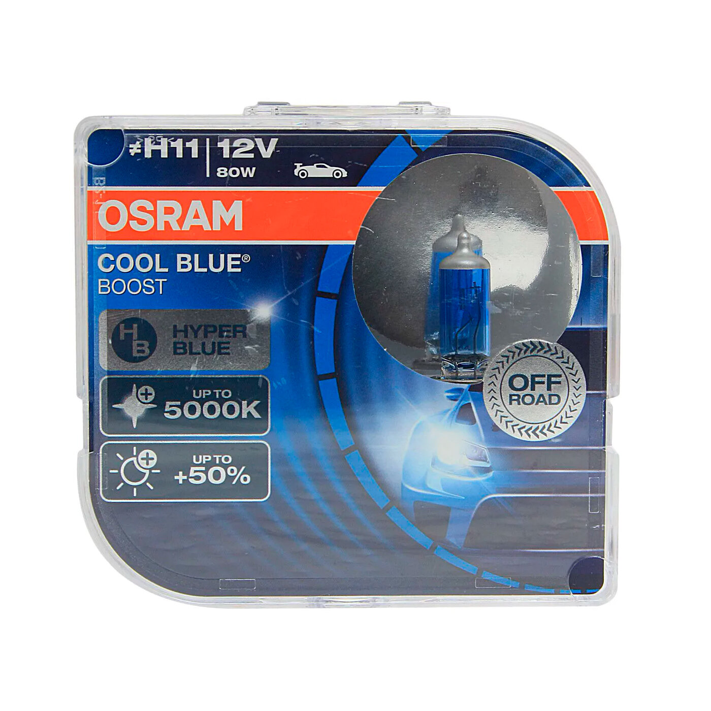 Лампа галогенная Osram Cool Blue Boost H11 12V 80W PGJ19-2, 2 шт. (бокс)