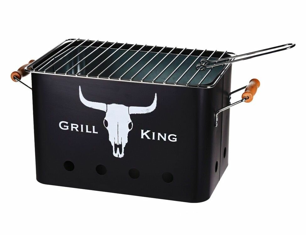 Портативный гриль на углях GRILL KING с деревянными ручками чёрный 32х20х20 см Koopman International