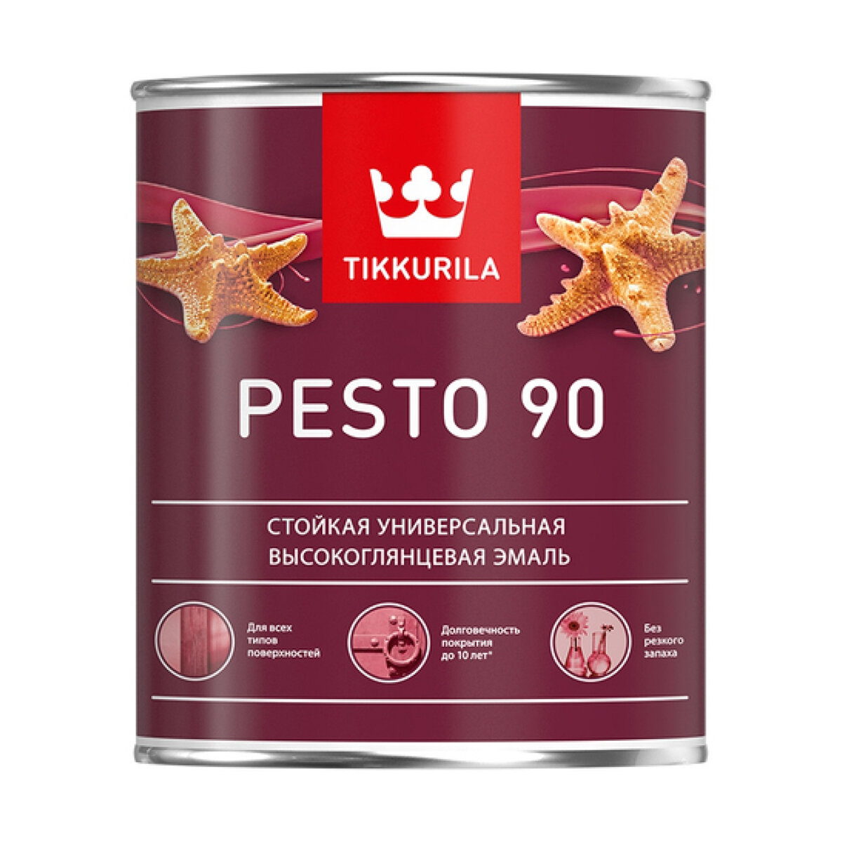 эмаль алкидная TIKKURILA Pesto 90 база A 9л белая, арт.700001078 - фото №1