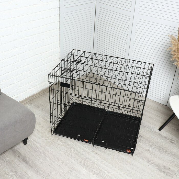 Клетка с люком для собак и кошек, 85 х 60 х 70 см, чёрная - фотография № 4