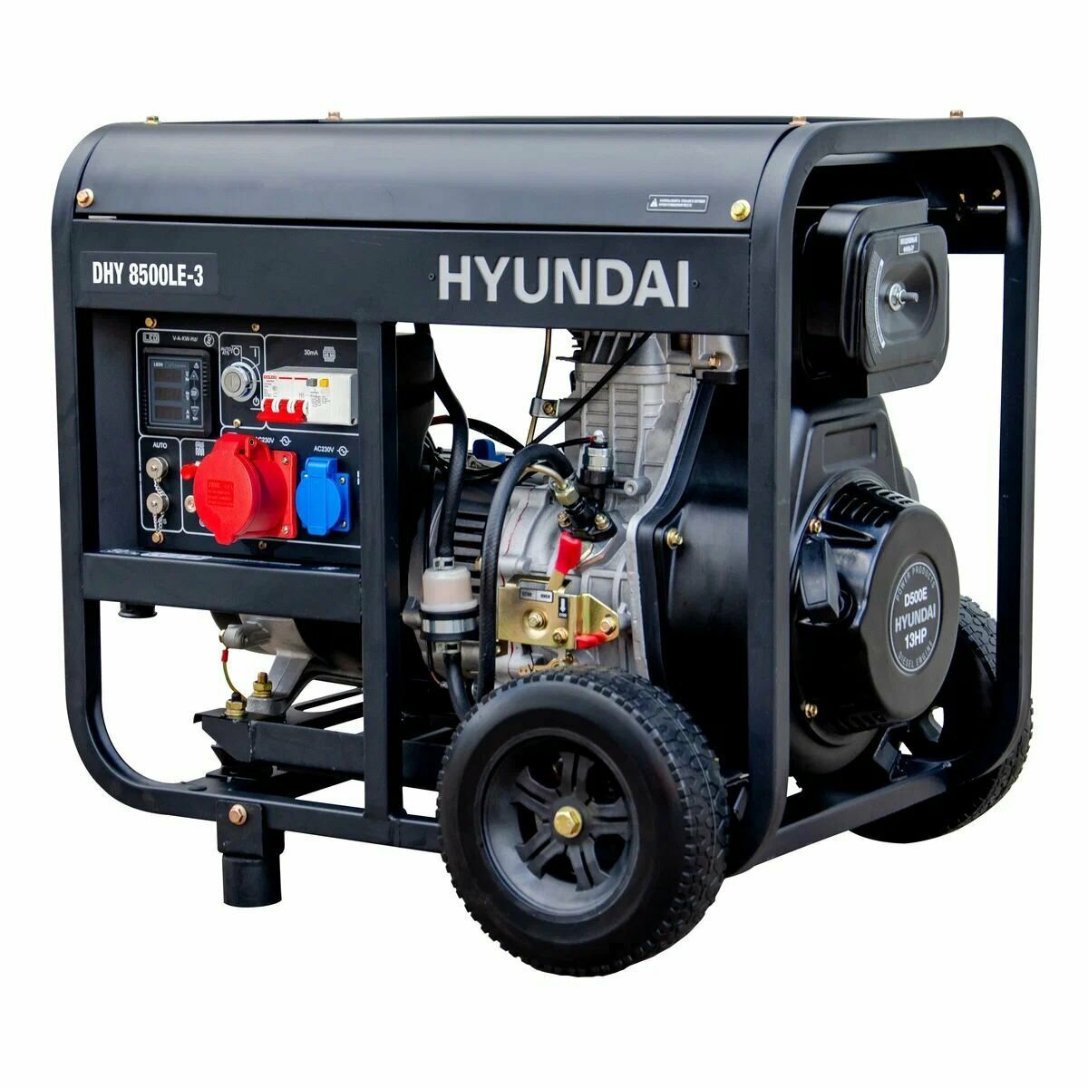 Дизельный генератор Hyundai DHY 8500 LE-3 7.2 кВт, электрогенератор с ручным и электро запуском двигателя - фотография № 7