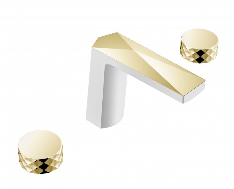 Смеситель для раковины Boheme VENTURO 150-WG-DIAMOND белый/золото