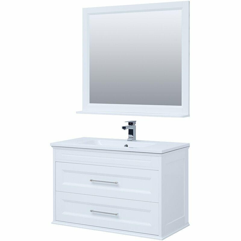 Комплект мебели для ванной Aquanet Бостон M 100 258284 подвесной Белый матовый - фотография № 2