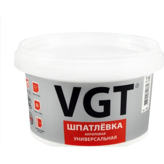 Шпатлевка VGT акриловая универсальная выравнивающая, белый/серый, 1 кг