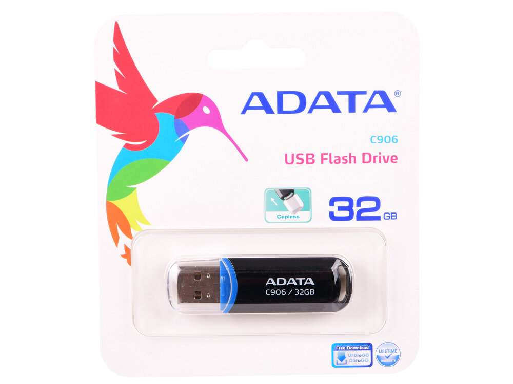 Внешний накопитель 32GB USB Drive ADATA USB 2.0 C906 black AC906-32G-RBK