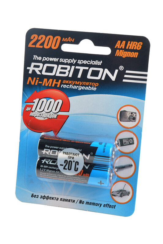 Robiton Аккумулятор Robiton Ni-MH AA 2200mAh BL2, 2шт (2200MHAA-2)