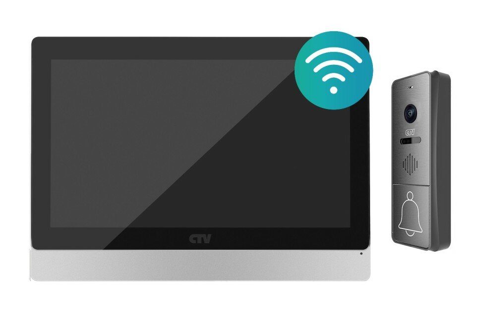 Комплект видеодомофона CTV-M5902 черный и CTV-D4005 графит