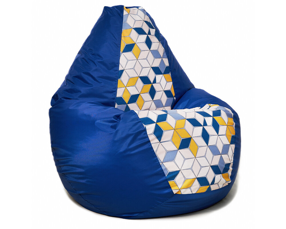Кресло мешок "Груша" в синем оксфорде с принтом XL - фотография № 3