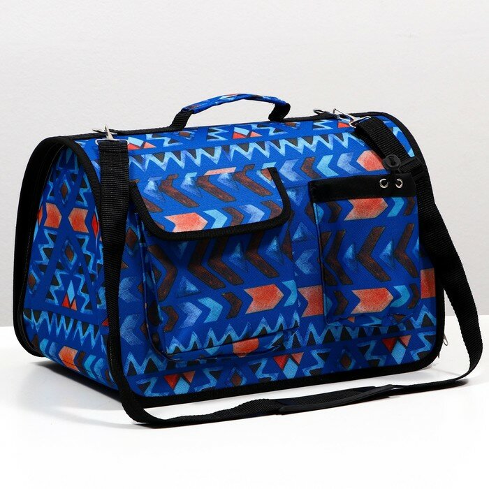 Пижон Сумка-переноска раскладная каркасная с карманами , 40 х 25 х 26 см, синяя - фотография № 1
