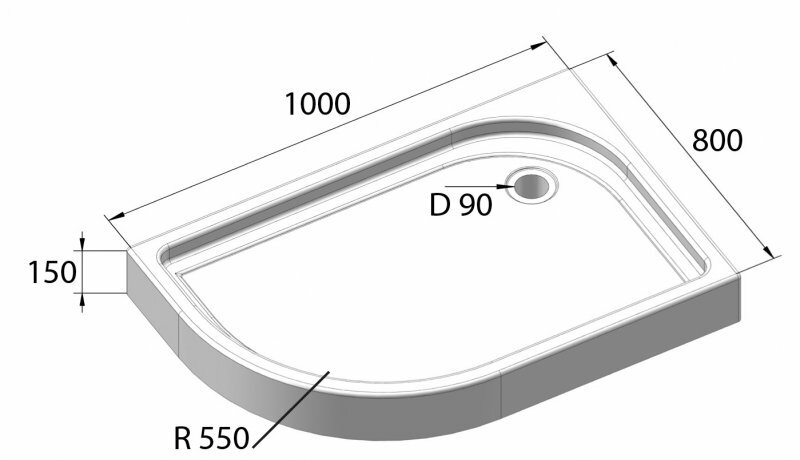 Поддон для душа BelBagno Tray TRAY-BB-RH-100/80-550-15-W-R