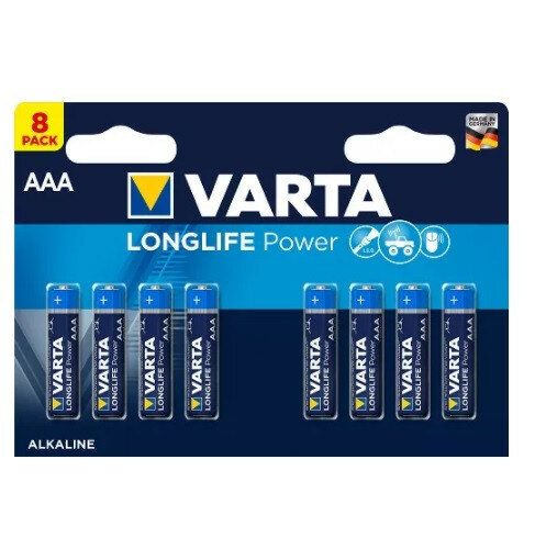 Батарейка VARTA 4903 AAA LONGLIFE Power LR03 BL8, упаковка 8 шт.