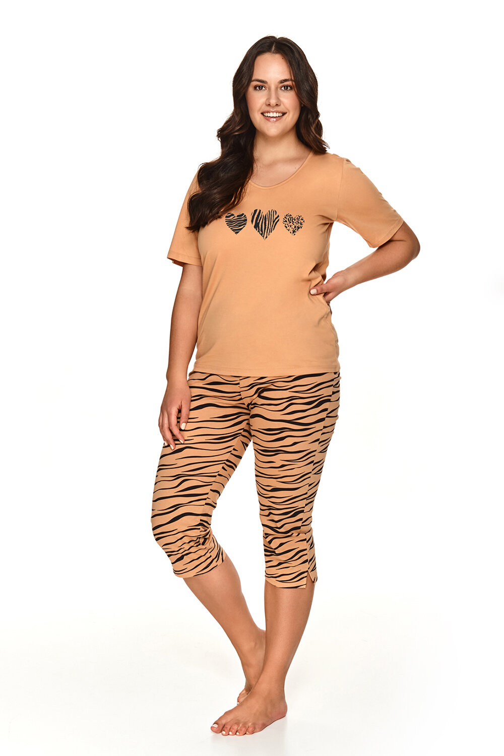Пижама женская TARO Yelena 2696-01, футболка и брюки, оранжевый, хлопок 100% (Размер: XXL)