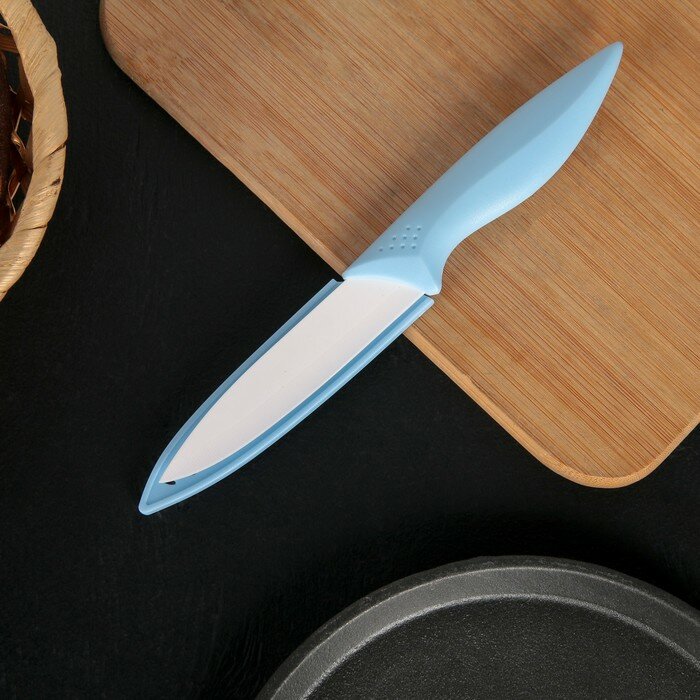 Нож керамический "Острота", лезвие 7,5 см, цвет голубой - фотография № 1