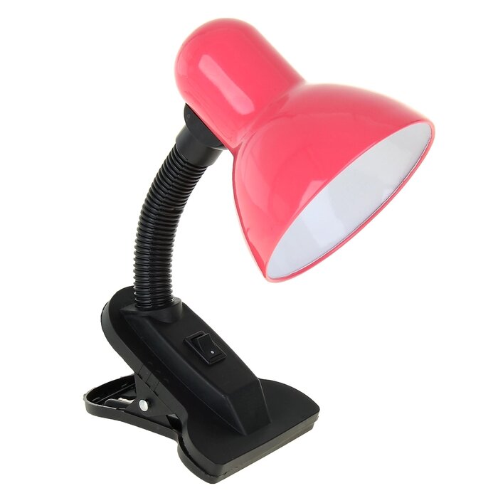 фото Лампа настольная Е27 с выкл. на зажиме (220В) розовая (108В) RISALUX
