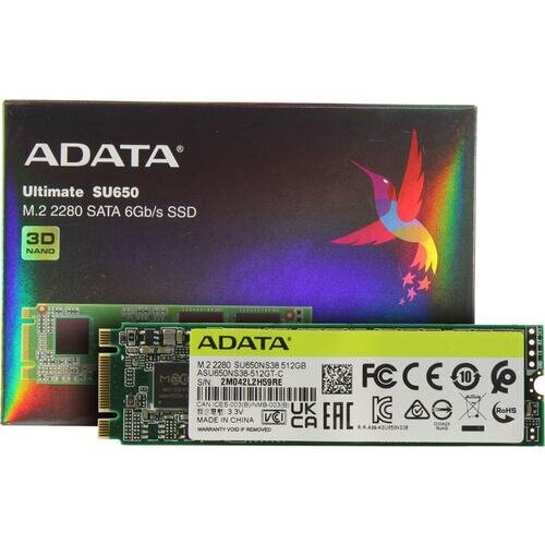 Твердотельный накопитель ADATA Ultimate SU650 512 ГБ M.2 ASU650NS38-512GT-C