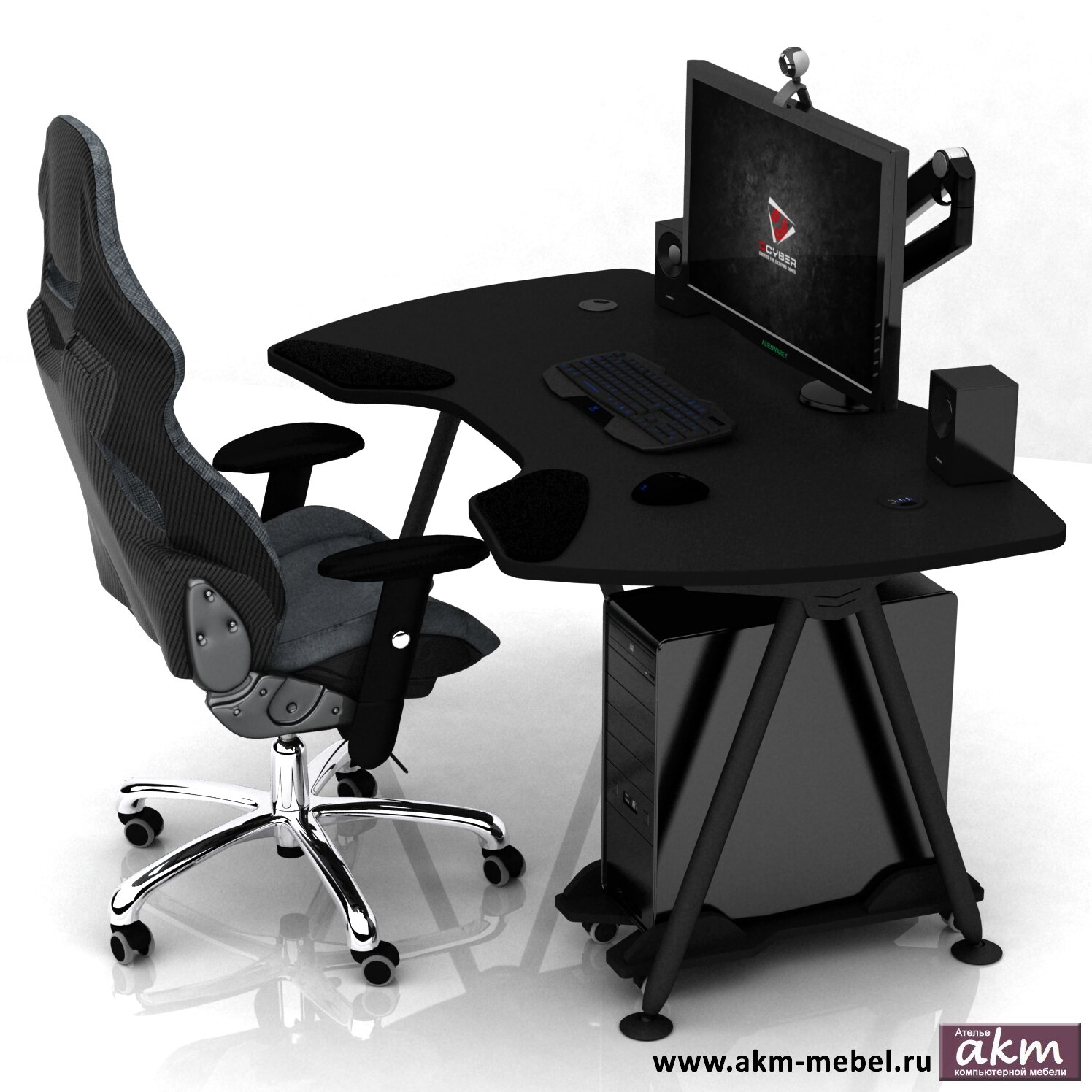 Геймерский компьютерный стол AKM-MEBEL DX LUNA чёрный
