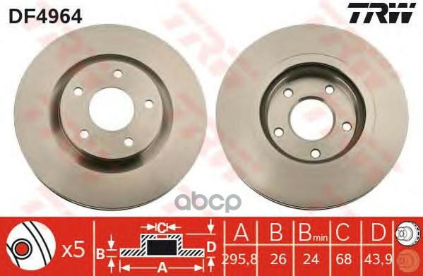 Диск Тормозной Передний Nissan Qashqai 06->/X-Trail 07-> Trw Df4964 TRW арт. DF4964