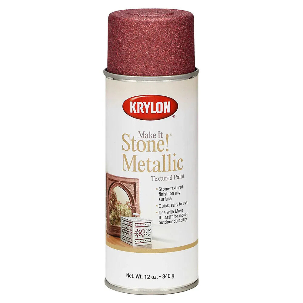 Краска с эффектом камня/металлик Krylon Make it Stone! Mеtallic Textured, Copper/Медь, 340гр - фотография № 1