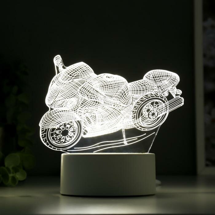 RISALUX Светильник "Гоночный мотоцикл" LED белый от сети 9,5х16х14 см - фотография № 3