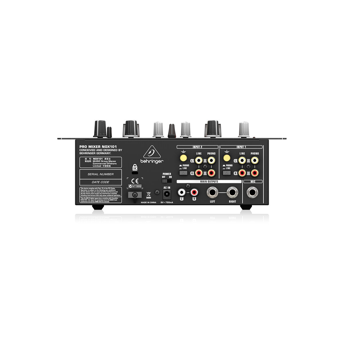 Behringer NOX101 DJ-микшер с полным VCA управлением ULTRAGLIDE кроссфейдером 2 канала