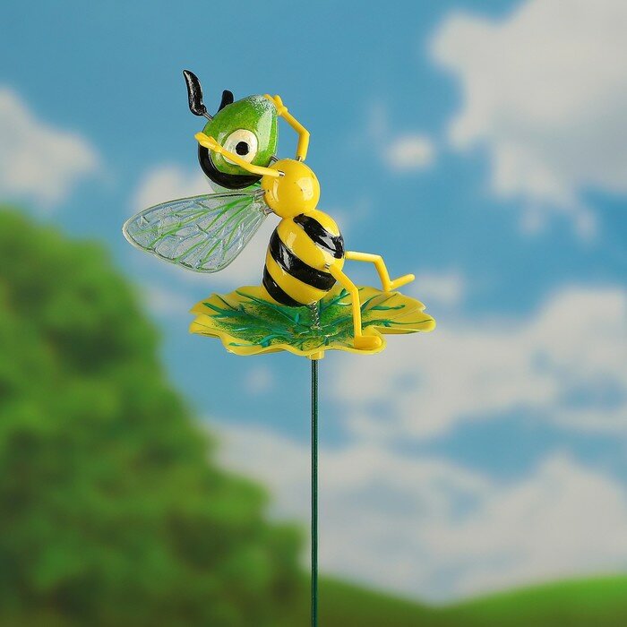 Штекер садовый "Пчелка на листочке" 60см