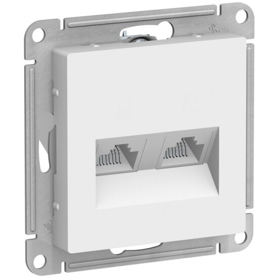 Розетка двойная компьютерная RJ45+RJ45 SCHNEIDER ELECTRIC AtlasDesign кат.5E, механизм, белый