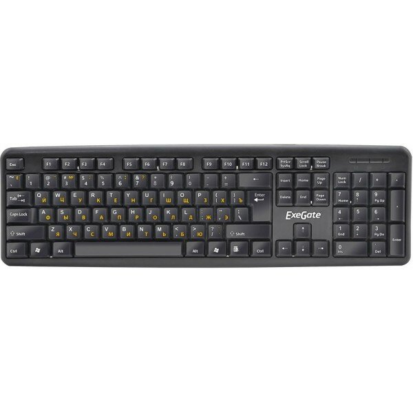 Клавиатура ExeGate EX263906RUS LY-331L, (USB, шнур 2м, черная, 104кл, Enter большой), Color box