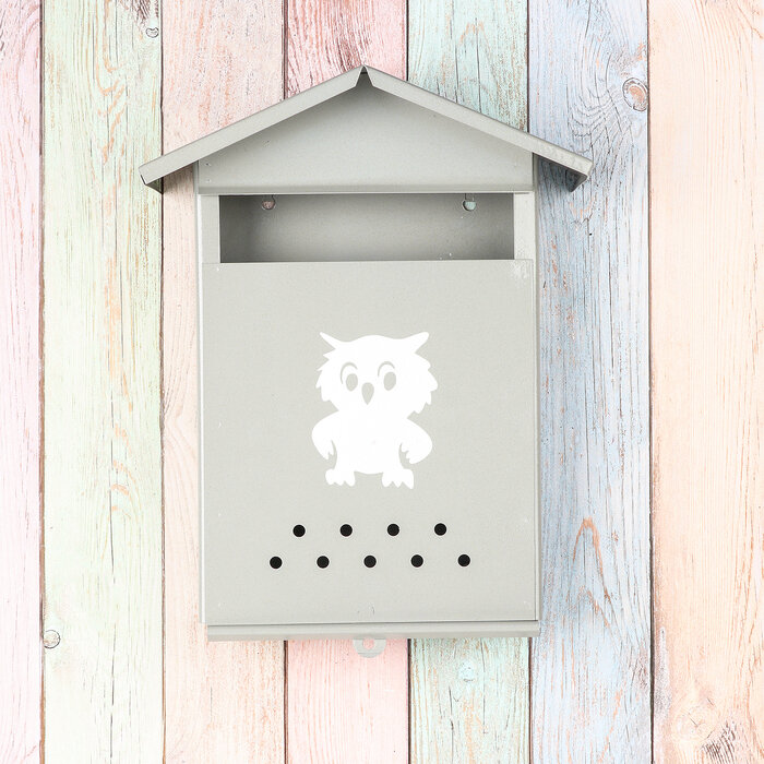 Ящик почтовый без замка (с петлёй), вертикальный, «Домик», серый - фотография № 2