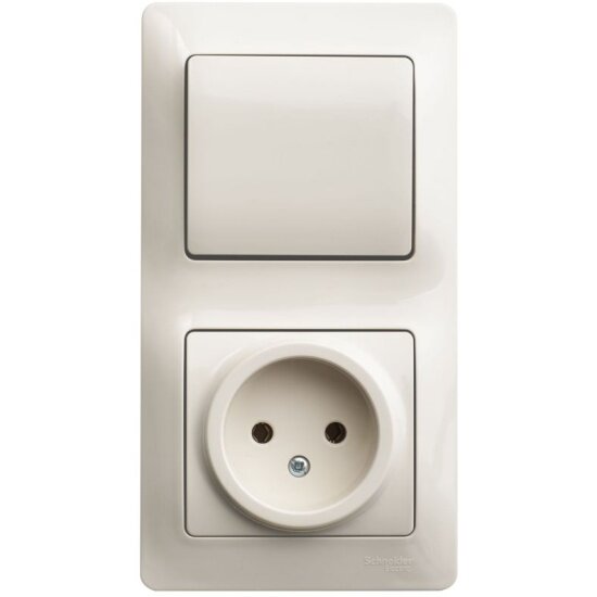 Блок SCHNEIDER ELECTRIC GLOSSA + 1-клавишный выключатель бежевый