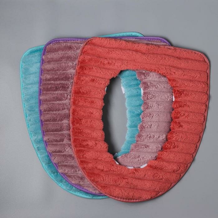 Чехол на сиденье для унитаза на липучках «Плюша», 37×42 см, цвет микс - фотография № 5