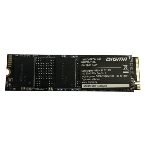 SSD накопитель Digma Mega S3 DGSM3512GS33T 512ГБ, M.2 2280, PCI-E x4, NVMe, rtl