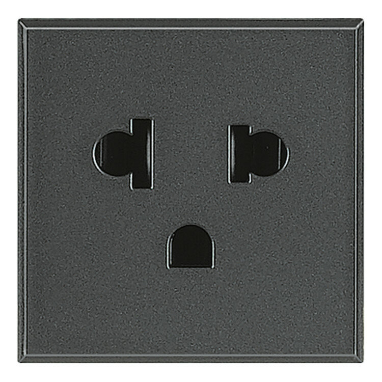 фото Розетка BTicino AXOLUTE, скрытый монтаж, с заземлением, со шторками, антрацит, HS4126