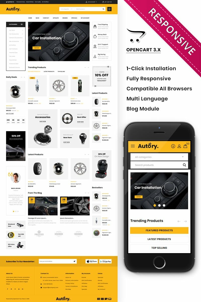 Шаблон OpenCart Autory - The Mega Automobile Store Responsive