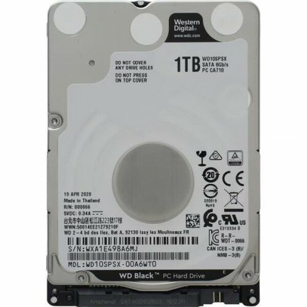 Жесткий диск Western Digital Original SATA-III 1Tb WD10SPSX Black (7200rpm) 64Mb 2.5